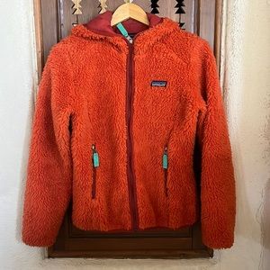 Patagonia retro-x orange fleece hooded jacket small